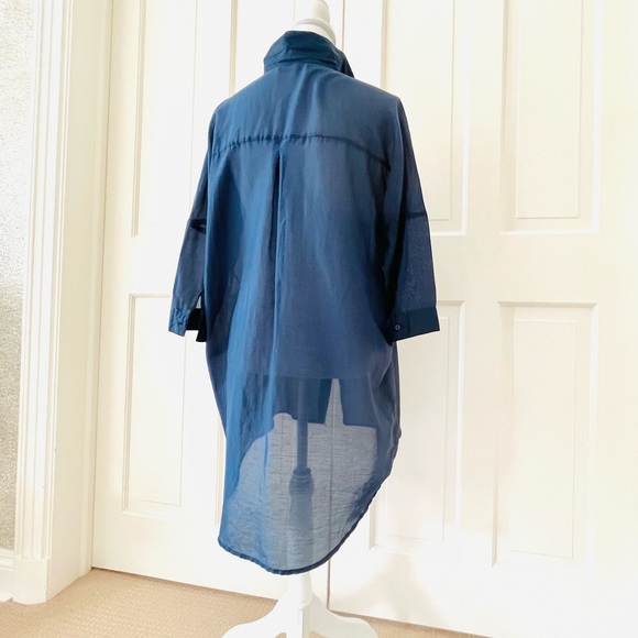 Zara semi sheer blue button down tunic xs - Picture 11 of 13